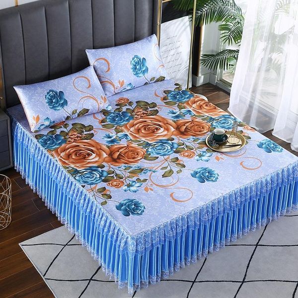

sheets & sets summer cool bed luxury skirts printing bedspreads queen king size fitted sheet home textiles with cases