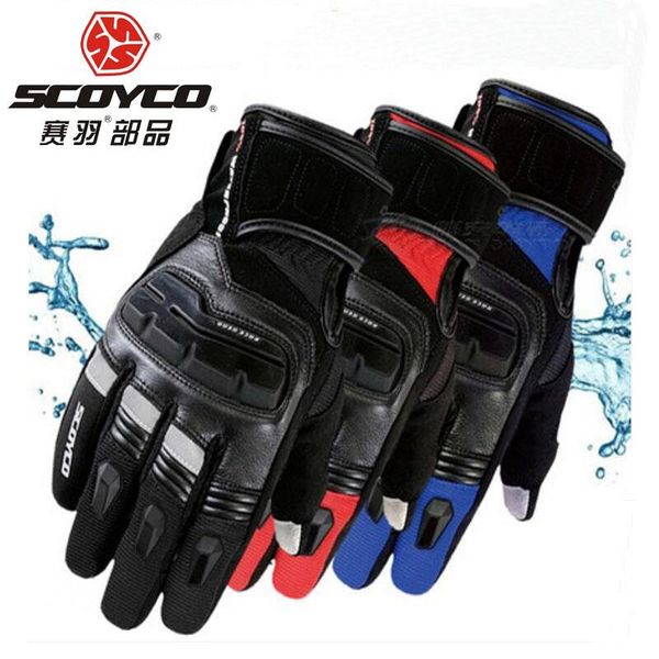 

sports gloves 2021 winter warm waterproof scoyco motorcycle glove leather motorbike can touch screen have 3 colors size m l xl xxl, Black