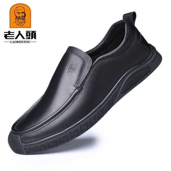 

old head men's sho autumn and winter cowhide busins casual with soft sole middle-aged elderly dad's