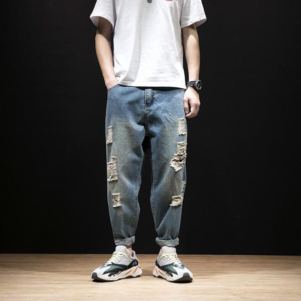 

arrivals men's jeans causal washed trousers slim straight denim pants, Blue