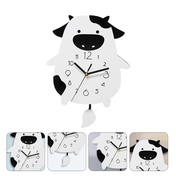 

wall clocks 1pc cartoon clock cow shaped decorative ornament (white)