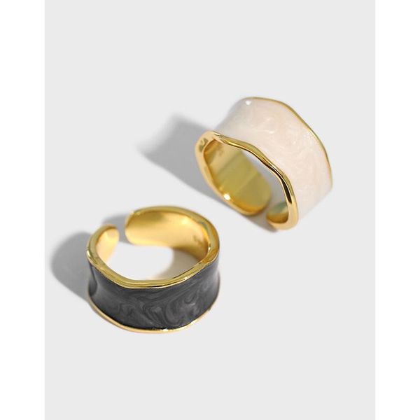 

cluster rings 925 sterling silver ring adjustable epoxy band ins fashion design luxury open female jewelry gift 2021, Golden;silver
