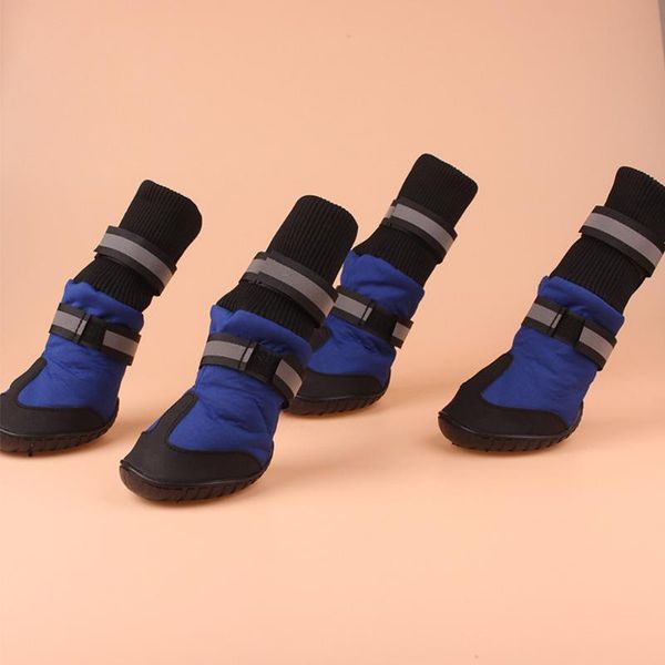 

dog apparel 4 pcs winter outdoor pet supplies warm durable boots waterproof non slip soft reflective strap adjustable band elastic