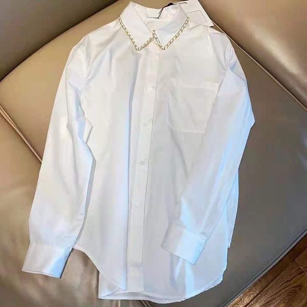 

women white shirts long-sleeved lapel casual loose shirt special design