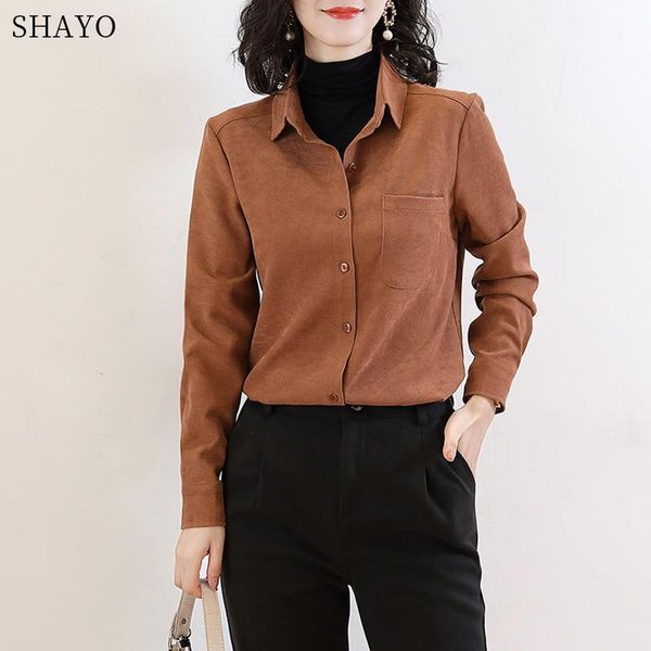 

women's blouses & shirts elegant women thick soft sanding fabric long sleeve vintage lady loose fashion office workwear blusas, White