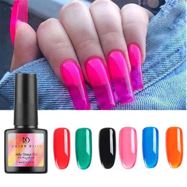 

jelly glass gel nail polish summer bright translucent candy color neon longlasting soak off uv varnish mirror titanium