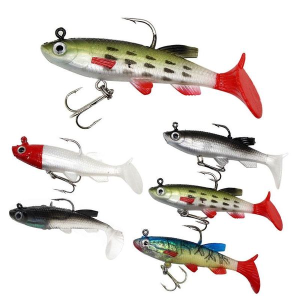 

8.5cm 14g t tail fishing lures wobblers artificial bait soft silicone lure sea bass carp lead spoon jig hooks