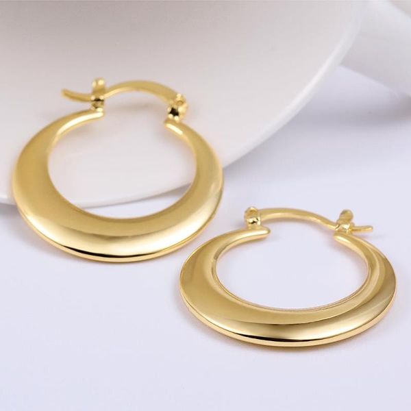 

hoop & huggie 3cm 925 sterling silver earrings 18k gold color for women lady wedding beautiful lovely cute jewelry nice party noble, Golden;silver