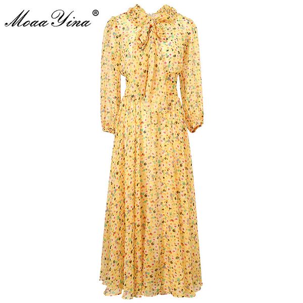 

bohemian women's summer long vacation dress bow tie lantern sleeve floral print chiffon elegant party 210524, Black;gray