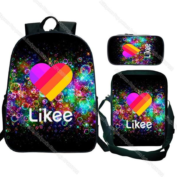 

likee video app backpack for girls heart rucksack women 3 pcs/set bookbag russia style small knapsack