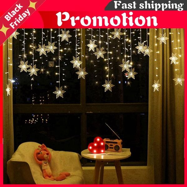 

strings 3.5m colorful xmas snowflake led string curtain light flashing waterproof holiday party connectable wave fairy decoration
