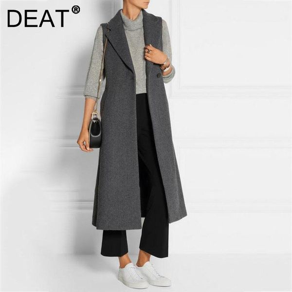 

women's vests [deat] 2021 autumn fashion tide gray vest single button turn-down collar sleeveless temperament loose coat women 13z346, Black;white