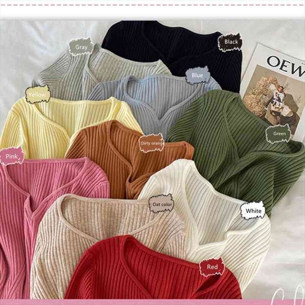 

fashion womens knitted sweater solid for women autumn and winter v-neck clothes women long sleeve woman basic sweaters, White;black