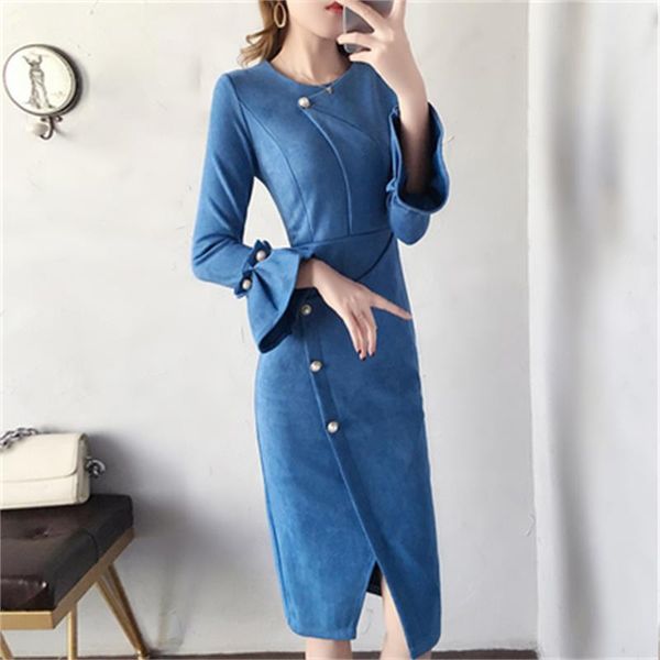 

casual dresses women dress female winter /spring high-end plus size temperament robe femme deerskin velvet bodycon, Black;gray