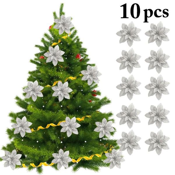 

christmas decorations 10pcs artificial flowers xmas tree ornament home year gift