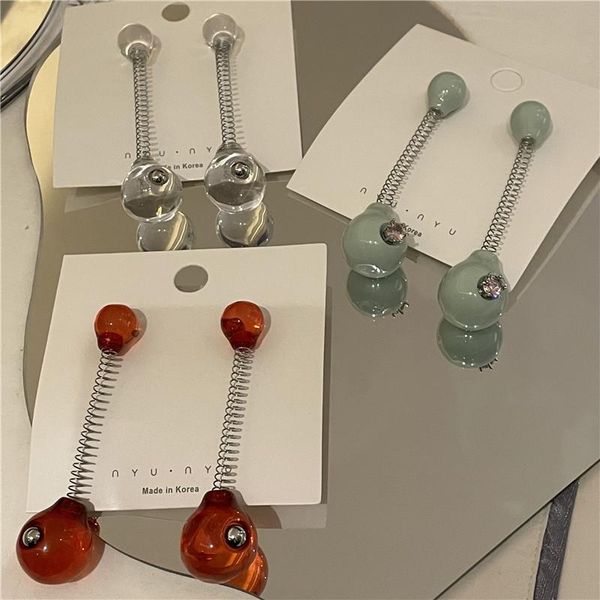 

dangle & chandelier minar personality transparent resin sandbag hanging earrings for women bling rhinestone spring drop oorbellen, Silver