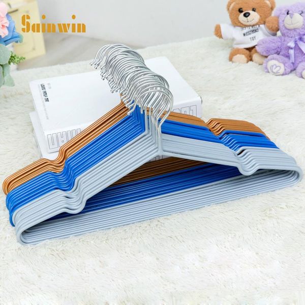 

hangers & racks 10pcs/lot 40cm metal clothes rack thick stainless steel plastic non-slip hanger