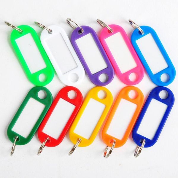 

keychains 50pcs colorful key id luggage house label tag split ring keyring plastic u2jf, Silver