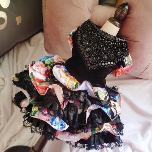 

dog apparel pet clothes small wedding dress big flower frilled formal
