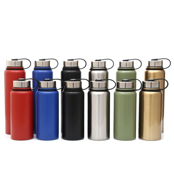 

water bottles 800&1200ml 304 stainless steel large-capacity sports portable straight cup insulation travel space pot gift