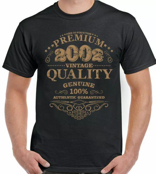 

19th birthday t-shirt 2002 mens funny 19 year old present aged to perfection, White;black