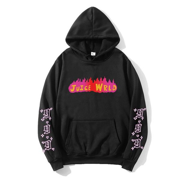 

men's hoodies & sweatshirts 2021 red flame j uicewrld hoodie sweatshirt juice wrld juicewrld trap rap rainbow trouble world, Black