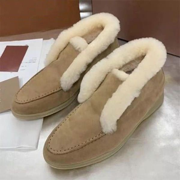 

boots women warm suede ankle for comfortable slip-on flat chic ladies canvas woolen snow botas, Black