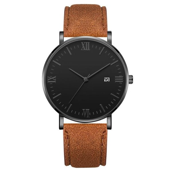

wristwatches personality men watches luxury fashion pu strap quartz, Slivery;brown