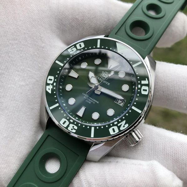 

wristwatches steeldive watch diving 1971 small abalone mechanical automatic nh35 sapphire men's diver c3 super bright, Slivery;brown