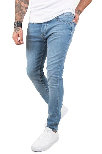 

men's jeans deepsea male pants enzim style cotton lycra slim fit zipper four seasons casual 2202181, Blue