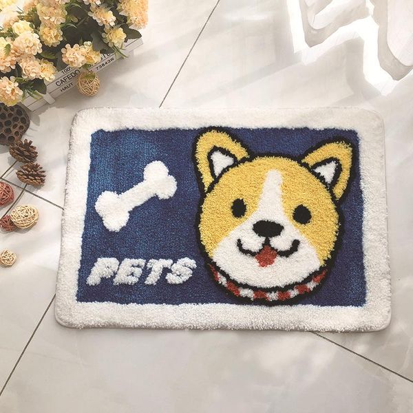 

bath mats plush cartoon flocking floor mat household bedroom entrance bathroom absorbent non-slip animal set