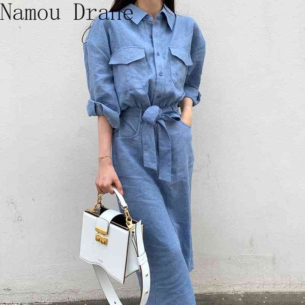 

casual dresses female autumn ed in long shirt 2021 sleeve single breasted loose solid color high waist of elegant ladies, Black;gray