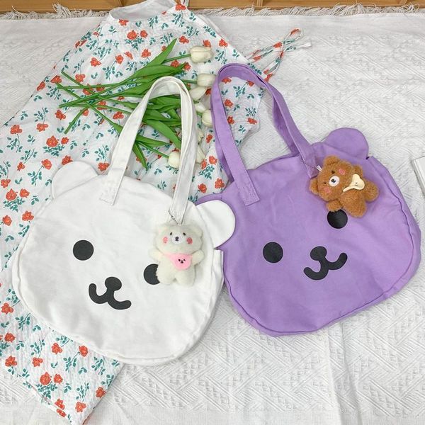 

evening bags women cartoon cute large-capacity bag girl student book canvas handbag female korean ins bear shoulder