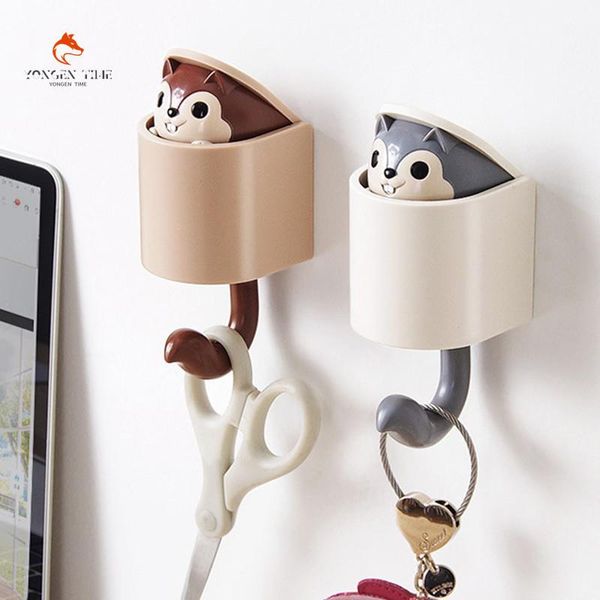 

hooks & rails creative squirrel hook adhesive sticker wall hanging seamless pasting door punch sticky bathroom accessories