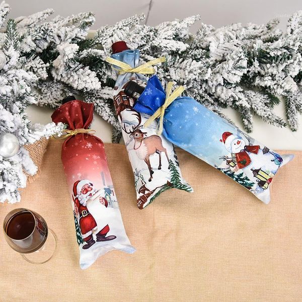 

christmas decorations year 2022 wine bottle dust cover bags navidad 2021 noel dinner table decor for home