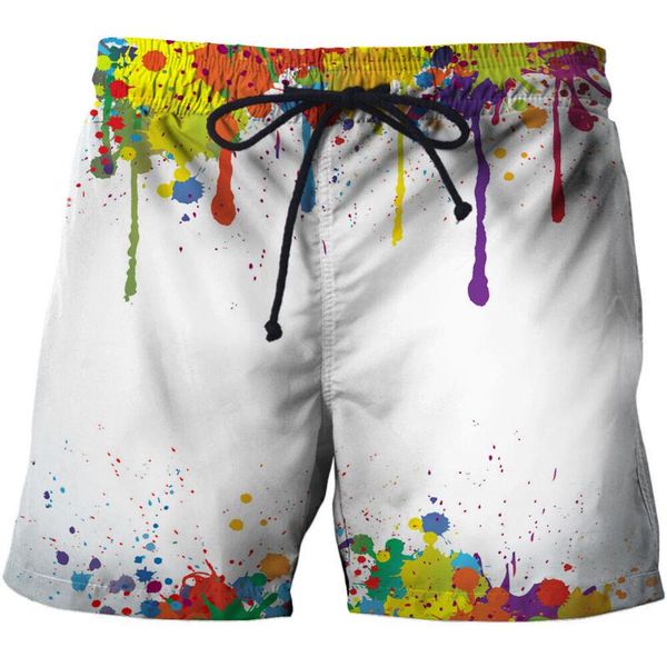 

men's swimwear color art beach pants summer breathable sports street 3d swimming shorts