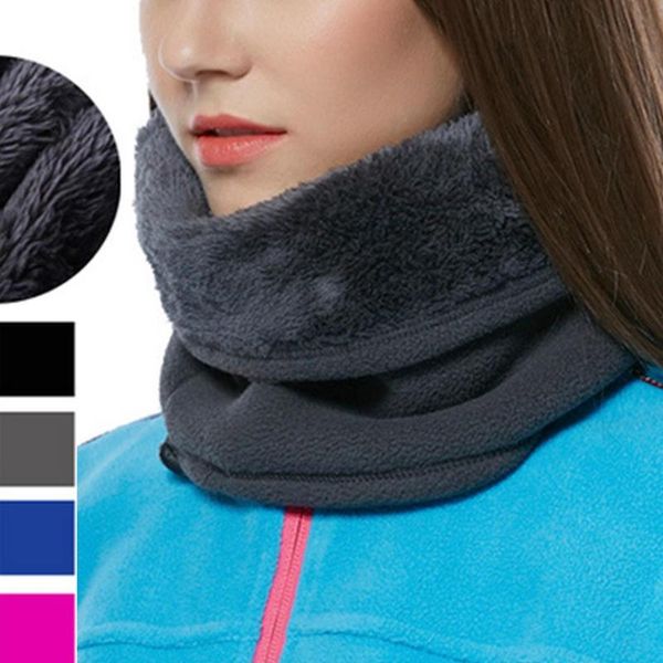 

outdoor women men winter warm soft scarf solid cable knit wool snood infinity neck warmer cowl collar scarff fashion decor cycling caps & ma, Black