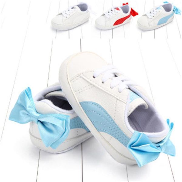 

first walkers fashion leather born baby shoes white pu shoelace boy girl toddler
