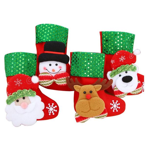 

christmas decorations socks cartoon cute santa claus snowman snowflake tree pendant,