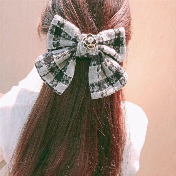 

hair accessories fashion butterfly hairpin grid temperament trend bow clips simplicity girls head spring clip headwear for women, Slivery;white