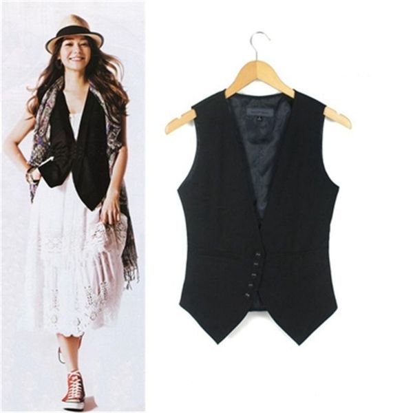 

women's vests winter fashion european and american professional simple short paragraph slim suits vest women, Black;white