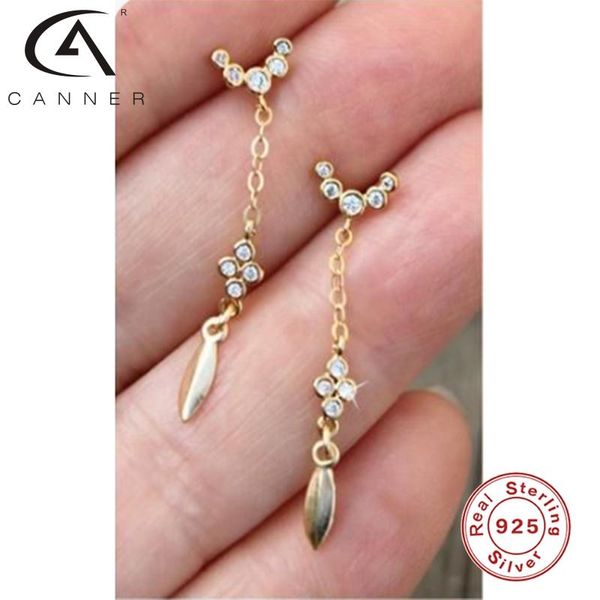 

earrings for women real 925 sterling silver piercing stud moon cubic zirconia zircon korean jewelry pendientes, Golden;silver
