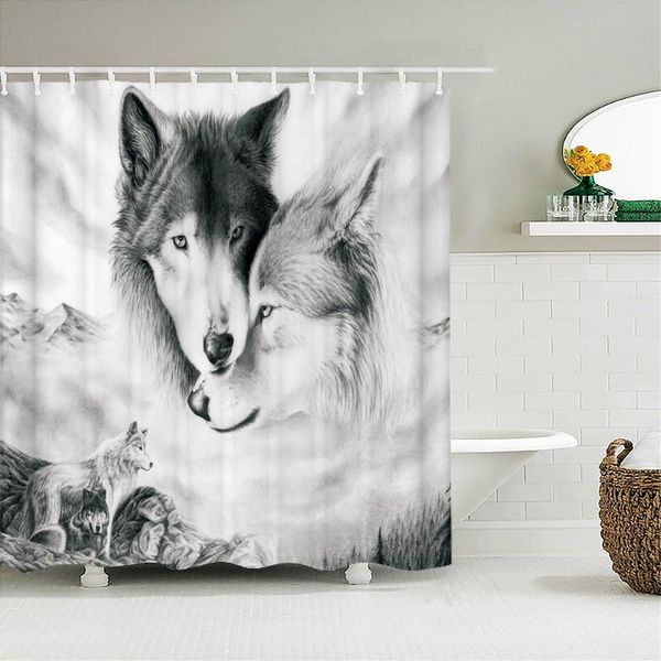 

shower curtains cute lion elephant leopard wolf 3d fabric animals design bathroom curtain polyester bath screen decor with hooks