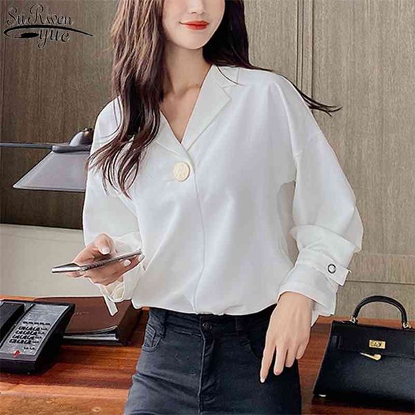 

korean autumn office lady style women' shirts vintage female sweet long sleeve chiffon blouse white blusas mujer 10697 210518