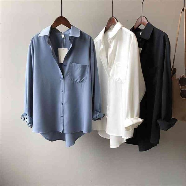 

White Women Blouse Ol Commuting Spring Lapel Long Sleeve Women Blouses Office Fashion Elegant Loose White Shirt Top