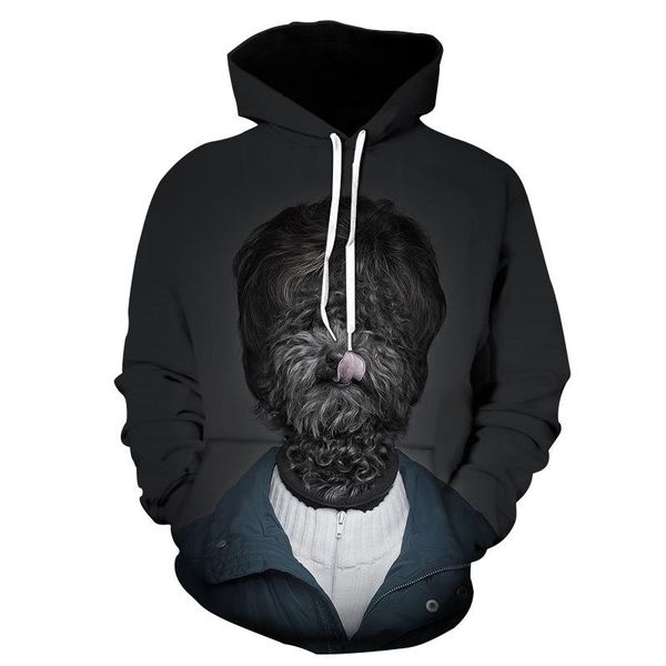 

men's hoodies & sweatshirts men women 3d print animal pattern dog sweatshirt pullover casual street oversized 2021, Black