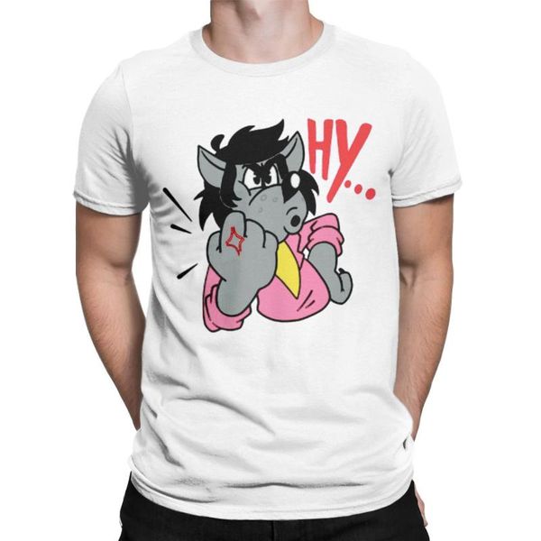 

men's t-shirts nu pogodi nervous angry "hy" character wolf for men women t shirts tv cartoon short sleeve crew neck t-shirt c, White;black