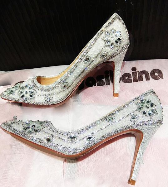 

dress shoes blingbling white lace diamonds bride's wedding flower rhinestones crystal size 40, Black