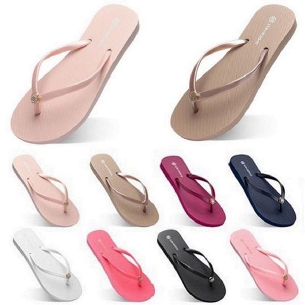 

slippers shoes tyle340 flip flops beach womens green yellow orange navy bule white pink brown summer sandals 35-38, Black