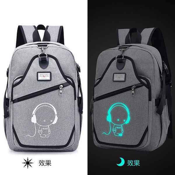 

backpack luminous printing large capacity male and female students bag chic anti-theft outdoor travel computer usb